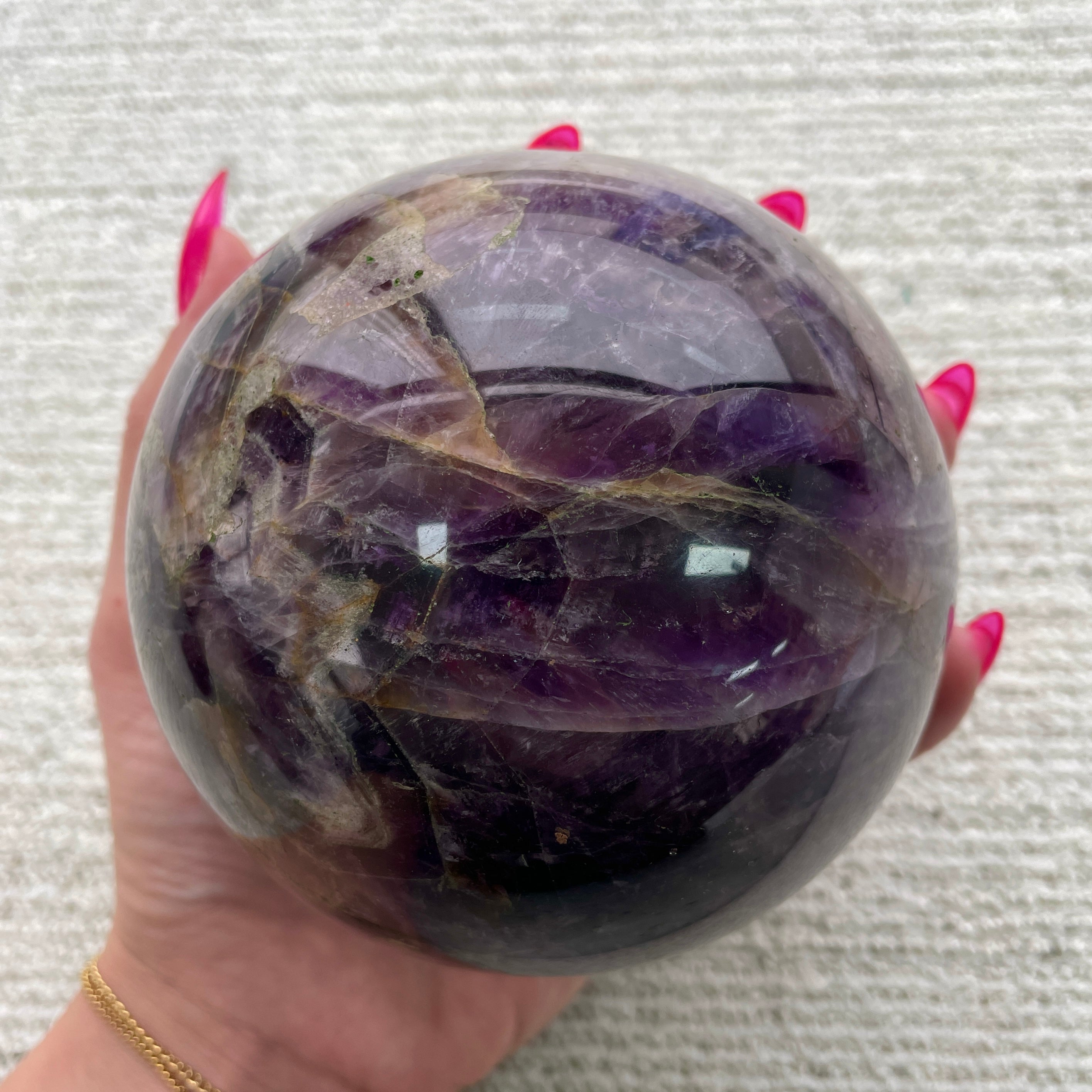 Amethyst Chevron Sphere Large- 10cm Amethyst Chevron Sphere Large- 10cm